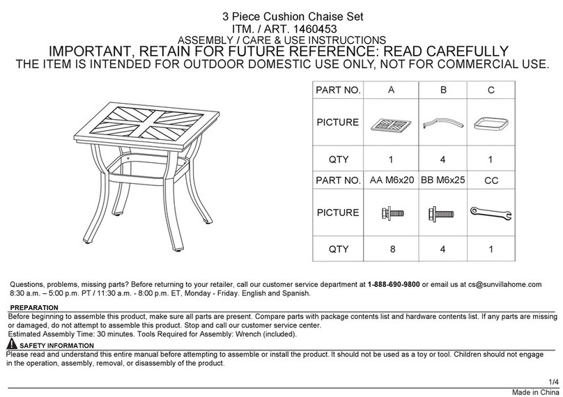 SUNVILLA 1460453 Assembly / care & use instructions