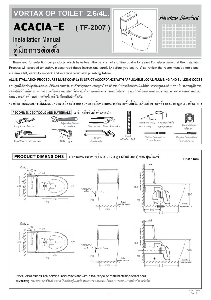 LIXIL American Standard ACACIA-E TF-2007 installation manual