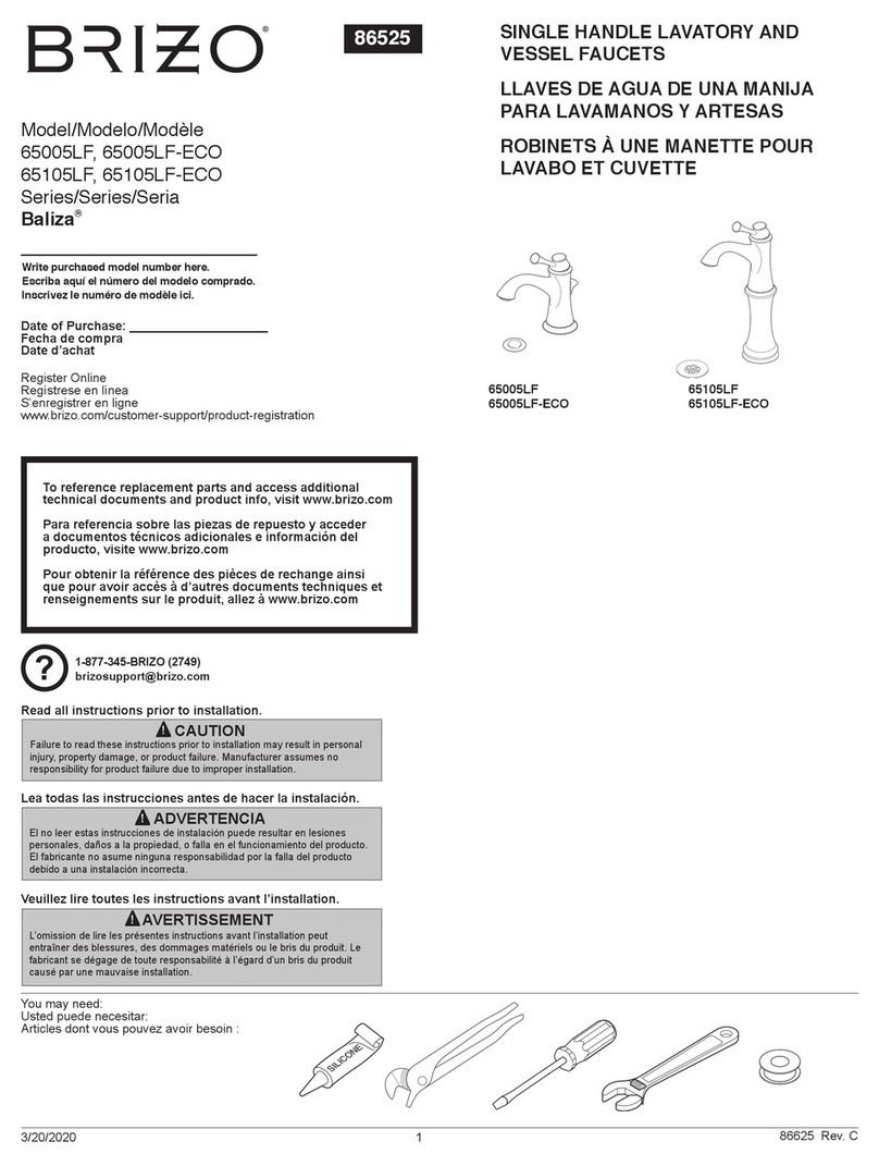 Brizo Baliza 65005LF quick start guide