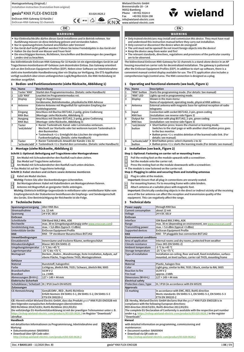 Wieland gesis KNX FLEX-ENO32B installation instructions