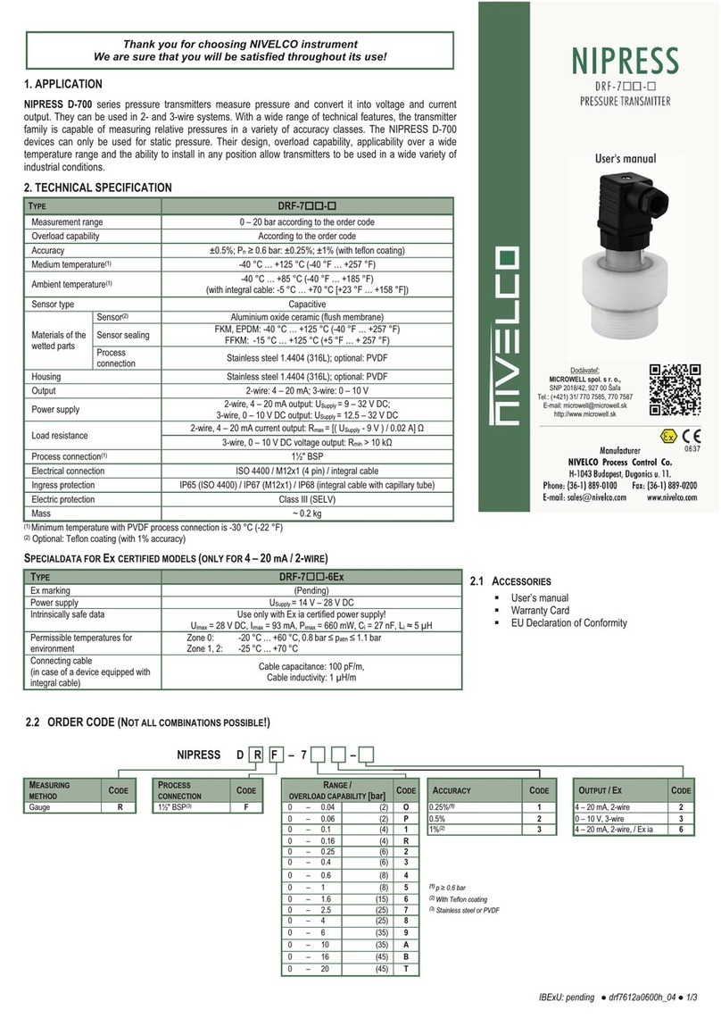 NIVELCO NIPRESS D-700 Series user manual