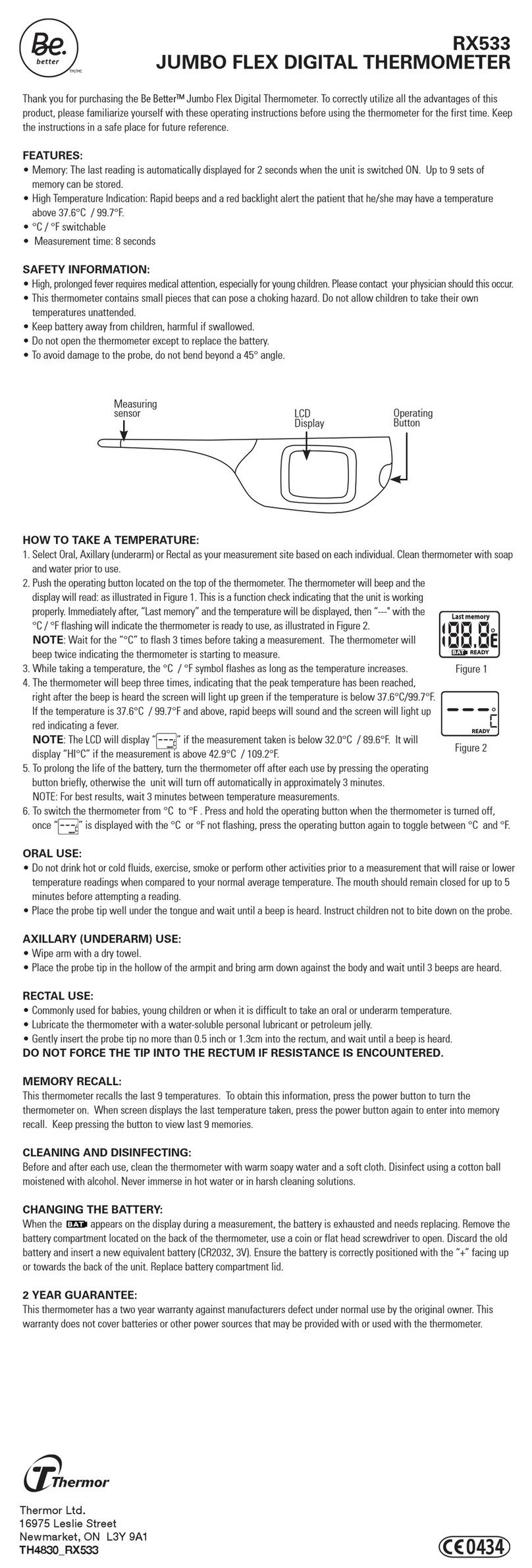 Thermor Be Better RX533 quick start guide