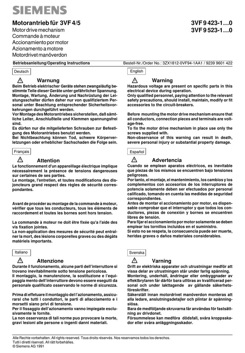 Siemens 3VF 9 423-1 0 Series User manual