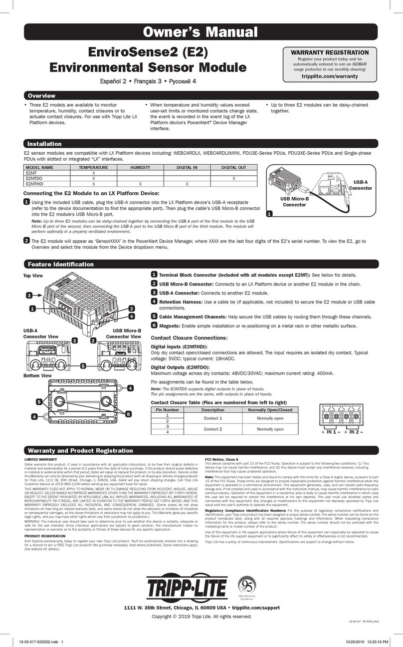 Tripp Lite EnviroSense2 owner's manual