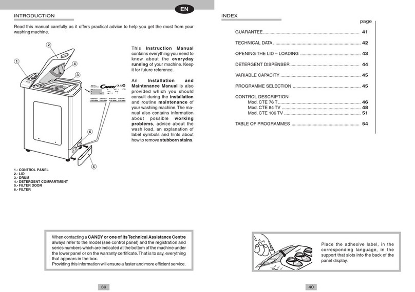 Candy CTE 76 T User manual Candy CTE 76 T User manual