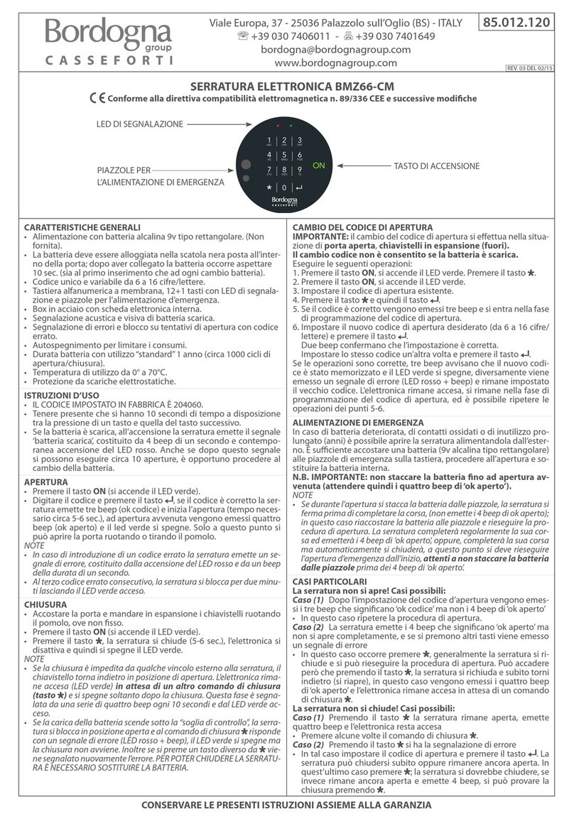 Bordogna CASSEFORTI MT 03TR-C1 User manual