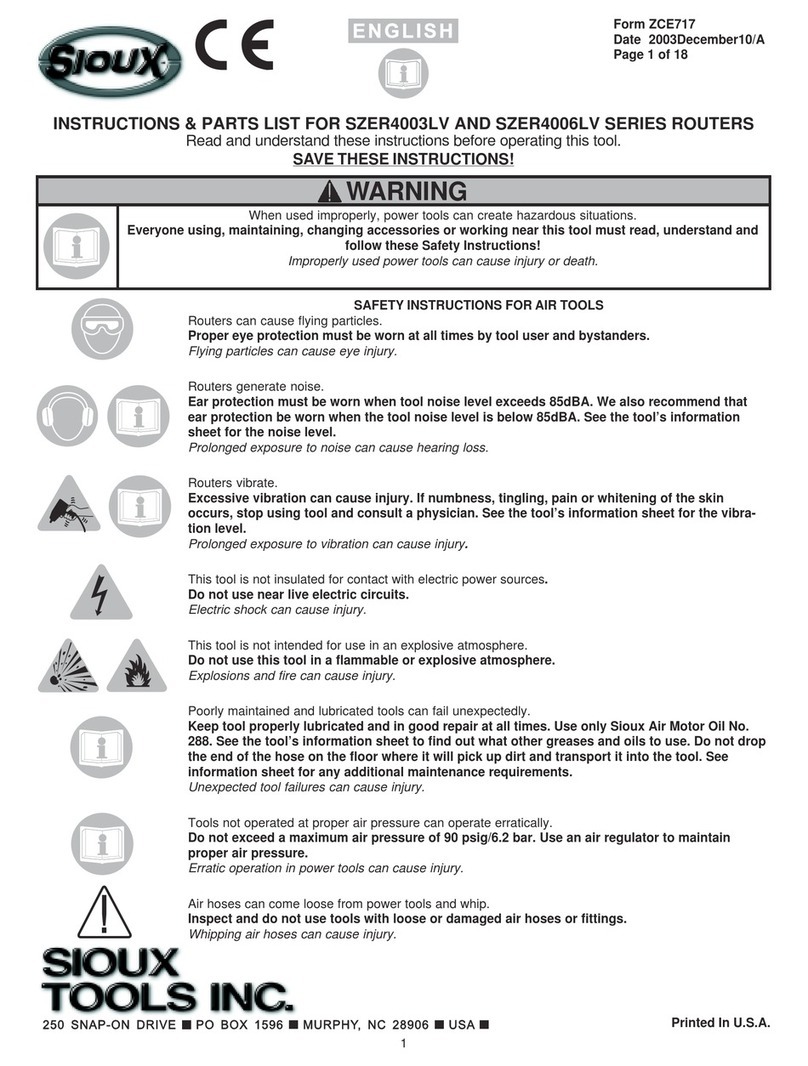 Sioux Tools SZER4003LV Series Instructions-parts list