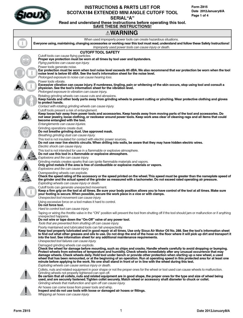 Sioux Tools SCO7AX184 Instructions-parts list