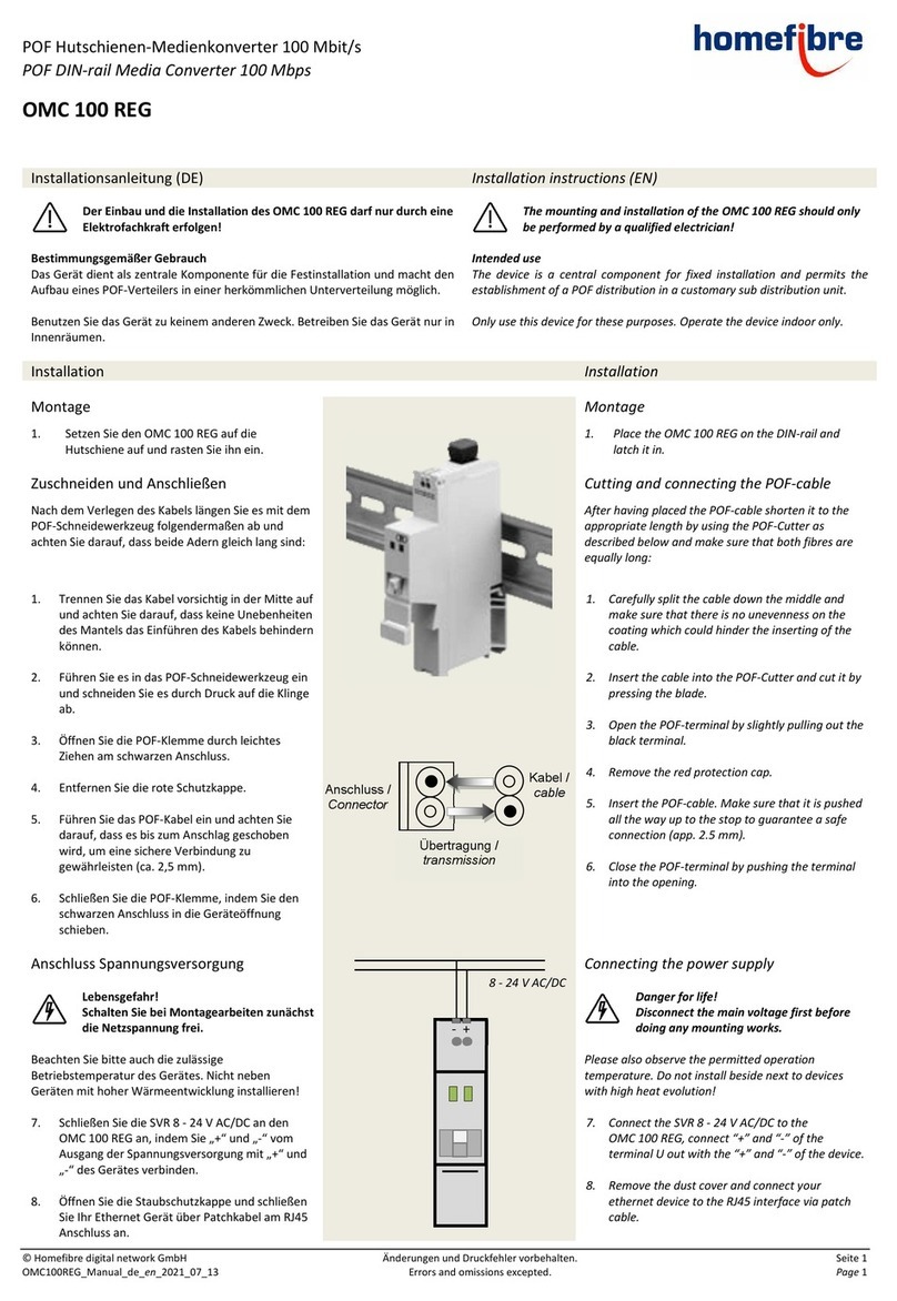 Homefibre OMC 100 REG installation instructions