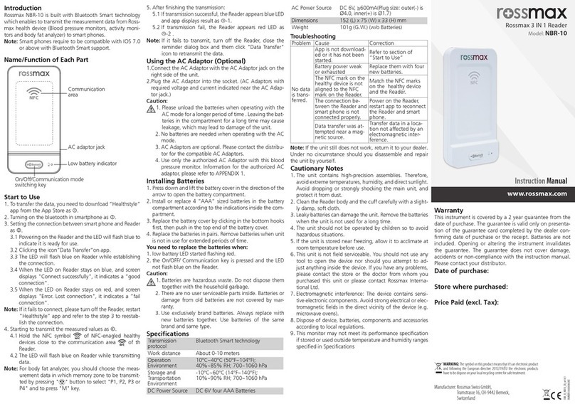 Rossmax NBR-10 instruction manual