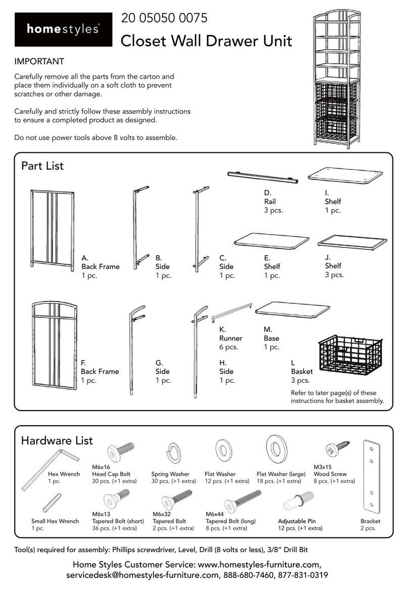 Home Styles Closet Wall Drawer Unit 20 05050 0075 User manual Home Styles Closet Wall Drawer Unit 20 05050 0075 User manual