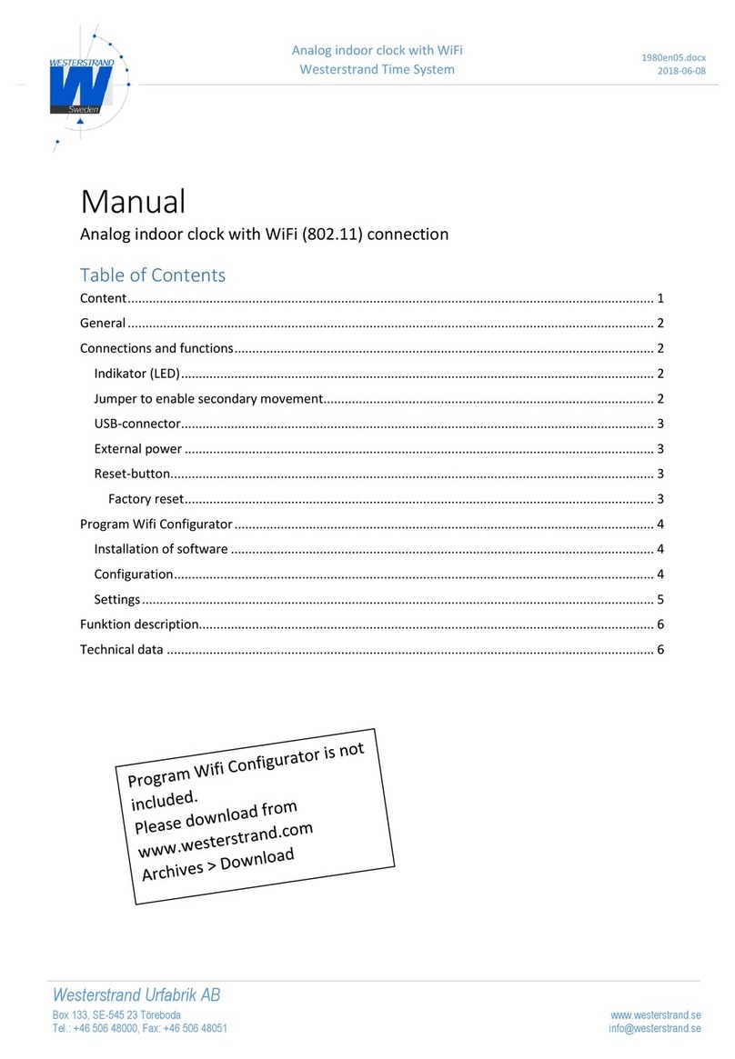 WESTERSTRAND Analog indoor clock with WiFi User manual WESTERSTRAND Analog indoor clock with WiFi User manual