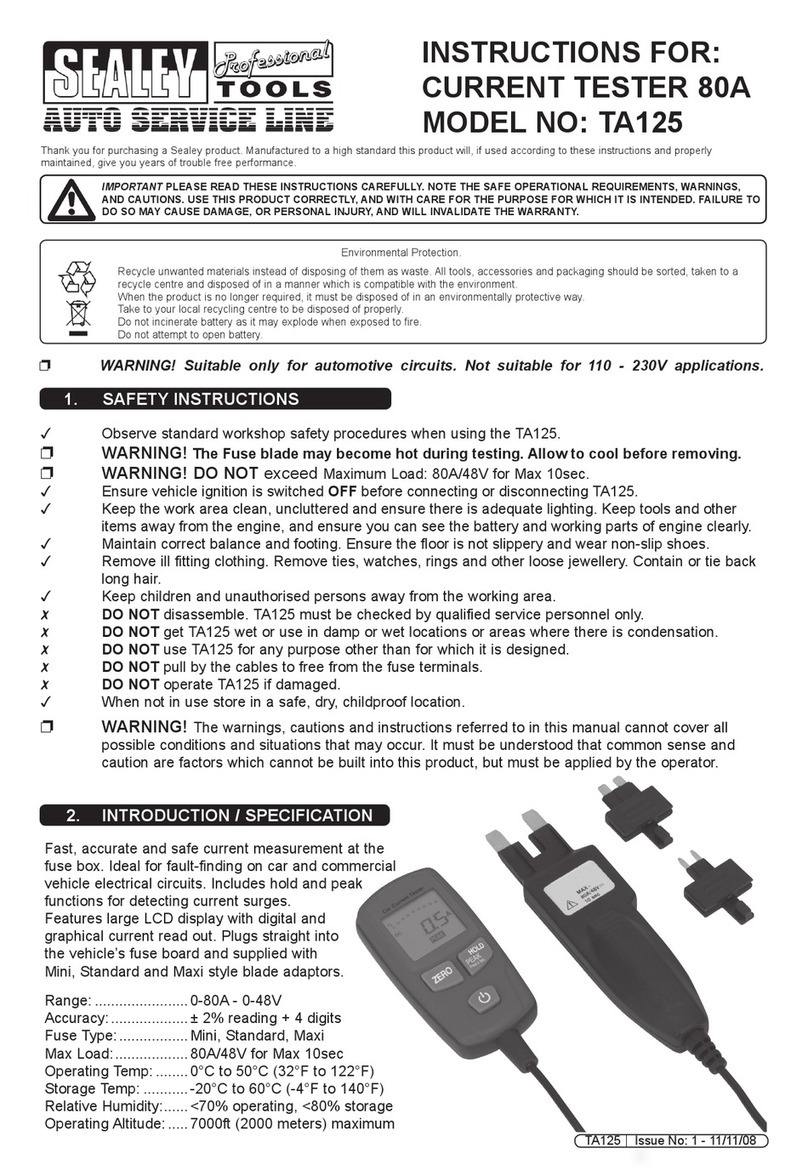 Sealey AUTO SERVICE LINE TA125 instructions
