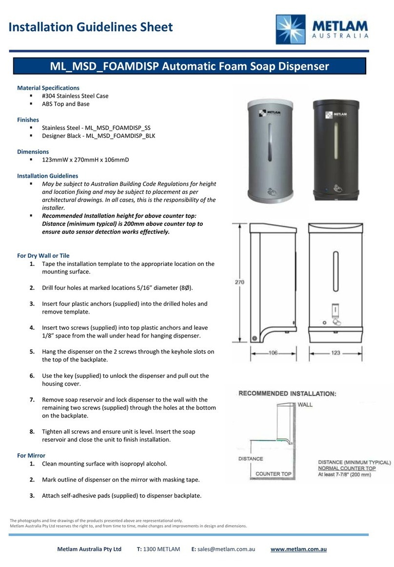 METLAM ML_MSD_FOAMDISP_SS Installation Guidelines Sheet