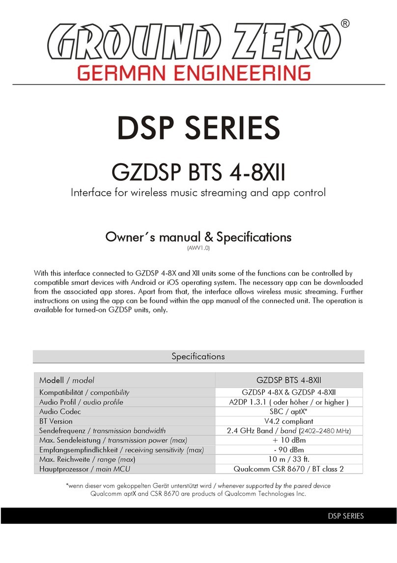 Ground Zero DSP Series Owner manual & Specifications