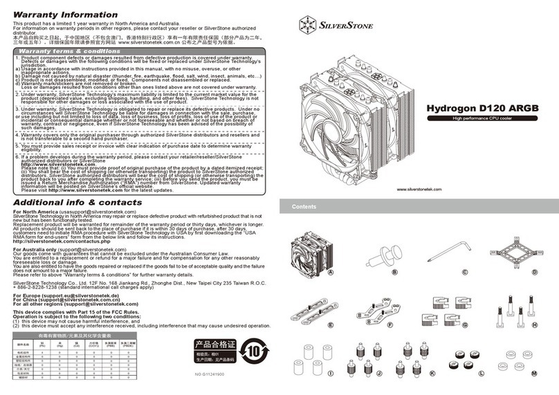 SilverStone Hydrogon D120 ARGB quick start guide