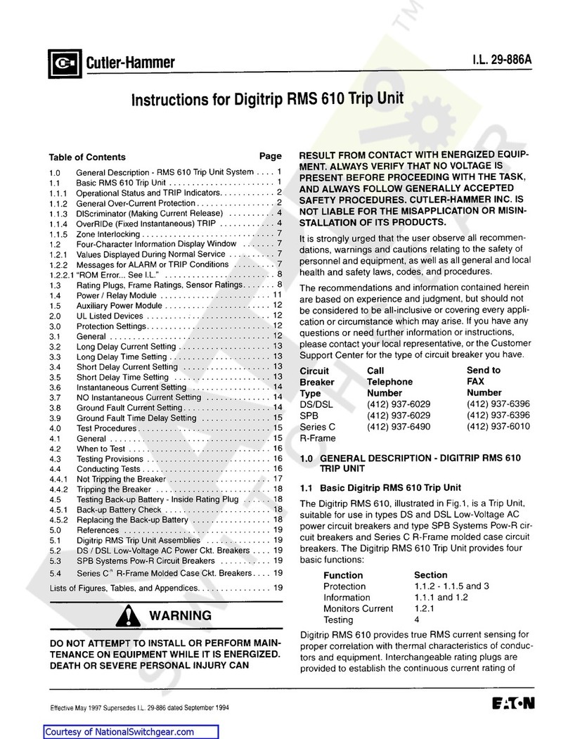 Cutler-Hammer Digitrip RMS 610 User manual