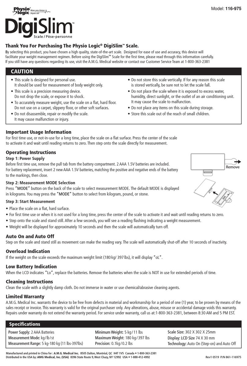 Physio Logic DigiSlim 116-975 User manual