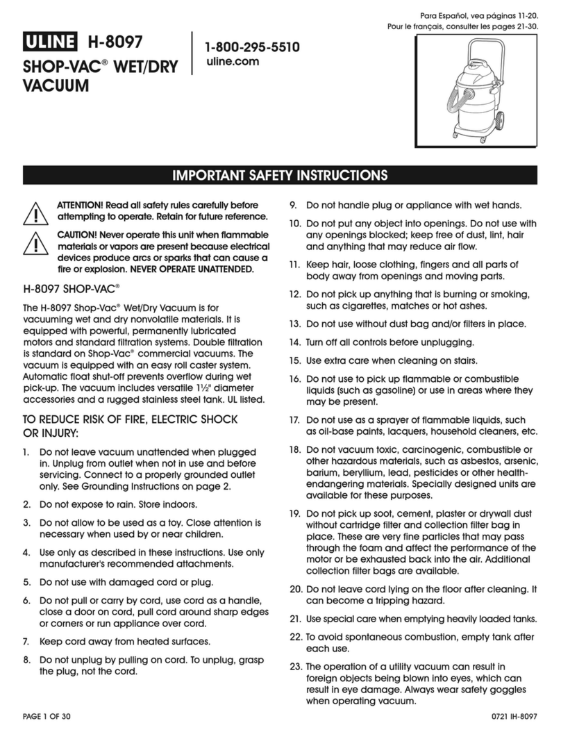 U-Line SHOP-VAC H-8097 User manual