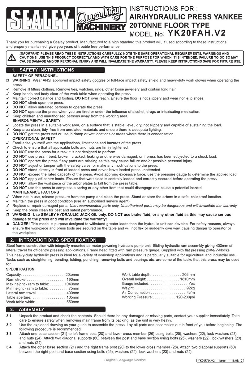 Sealey YK20FAH.V2 User manual