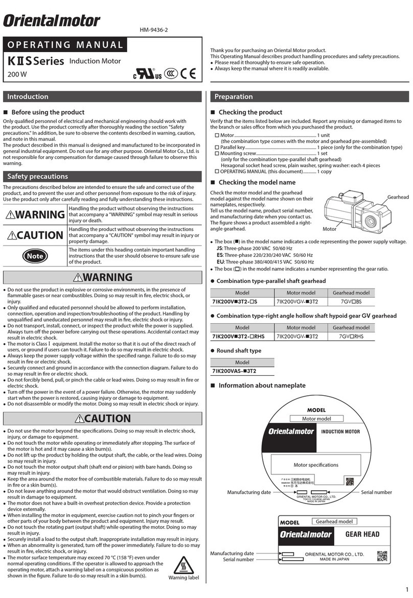 Oriental motor K ⅡS Series operating manual