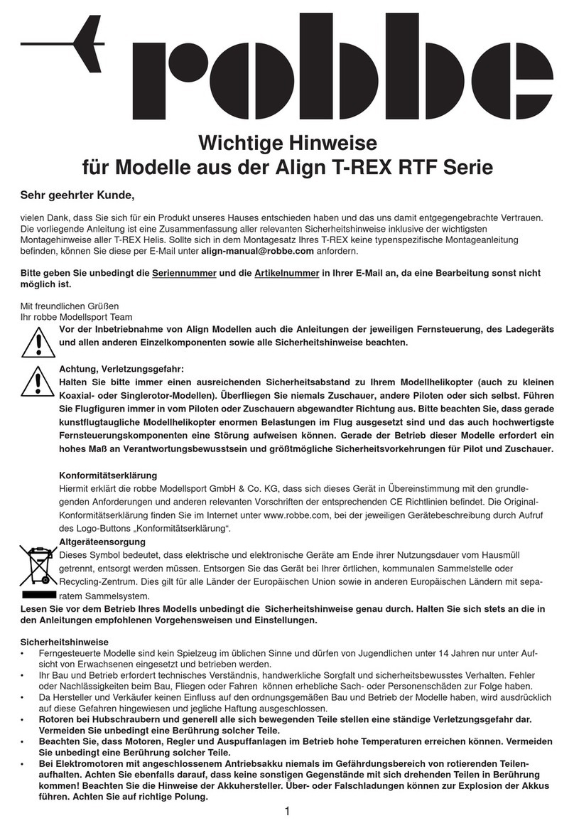 ROBBE Align T-REX Series Important notes