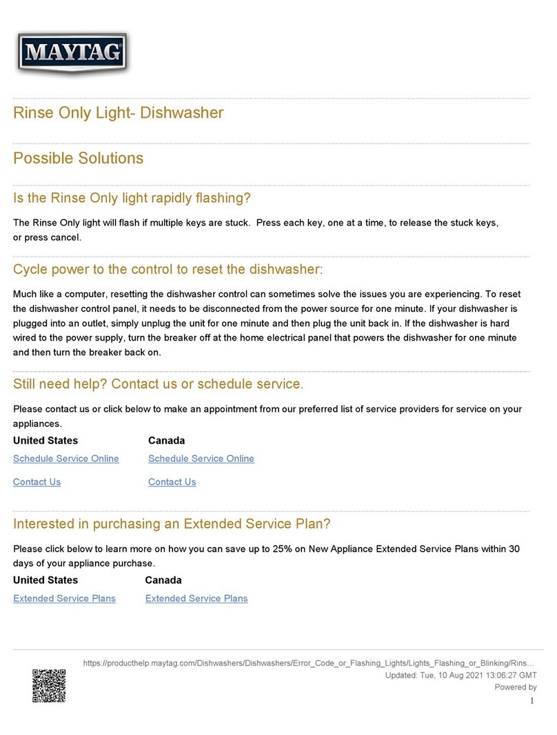 Maytag Rinse Only Light User manual