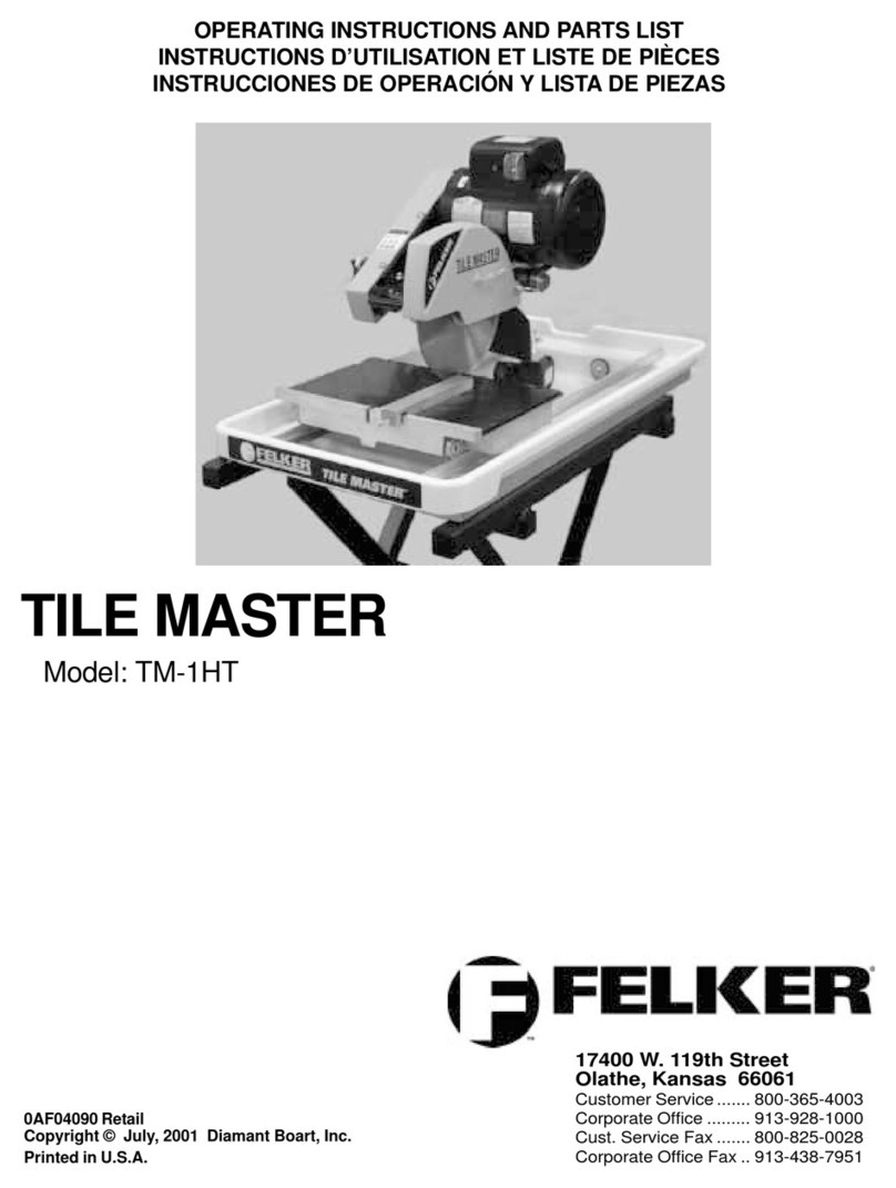 Felker TILE MASTER Operating instructions and parts list Felker TILE MASTER Operating instructions and parts list