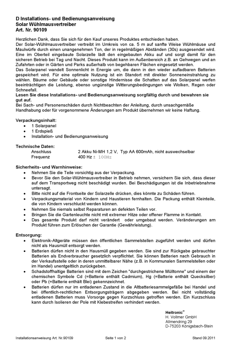 Heitronic 90109 Installation and operating instructions