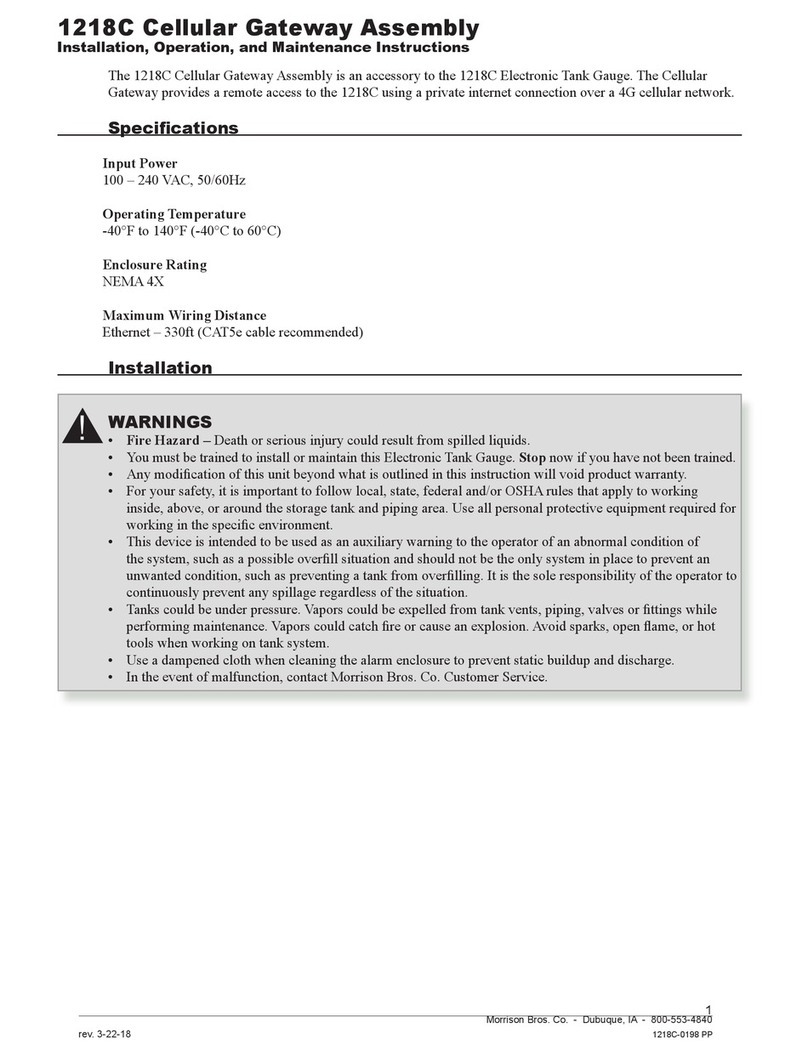 Morrison Bros. co. 1218C Installation, operation and maintenance instructions