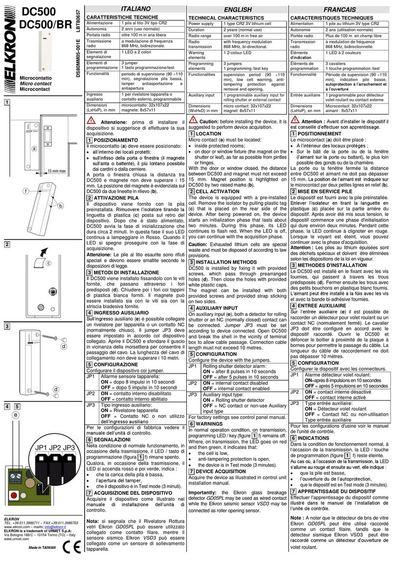 Elkron DC500 User manual