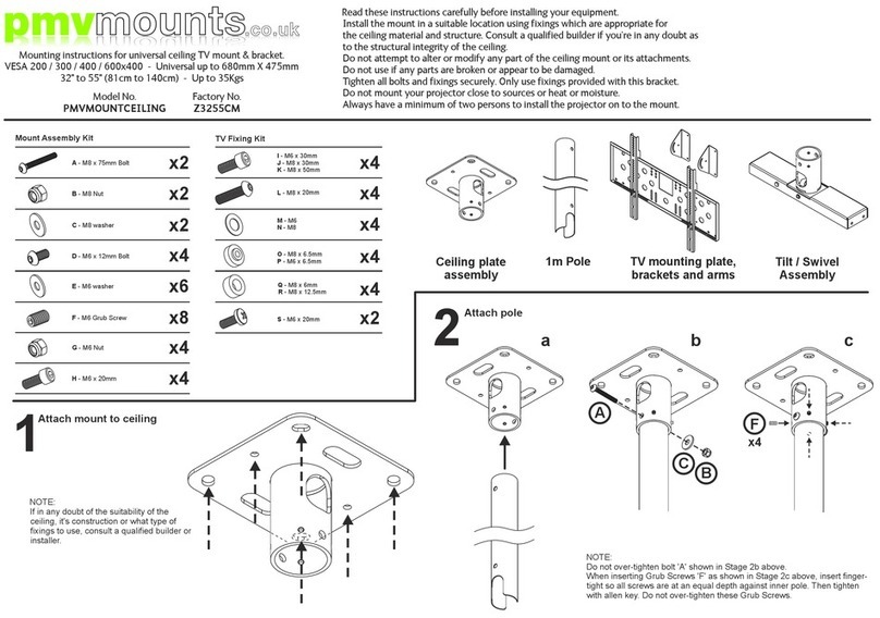 PMV Mounts PMVMOUNTCEILING Mounting instruction