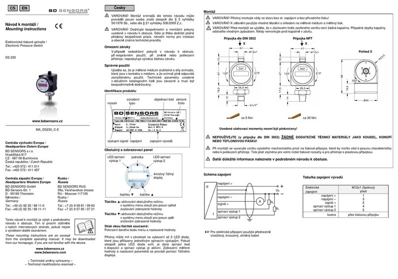 BD Sensors DS 230 Mounting instructions