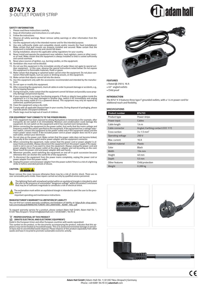 Adam Hall 8747 X 3 quick start guide