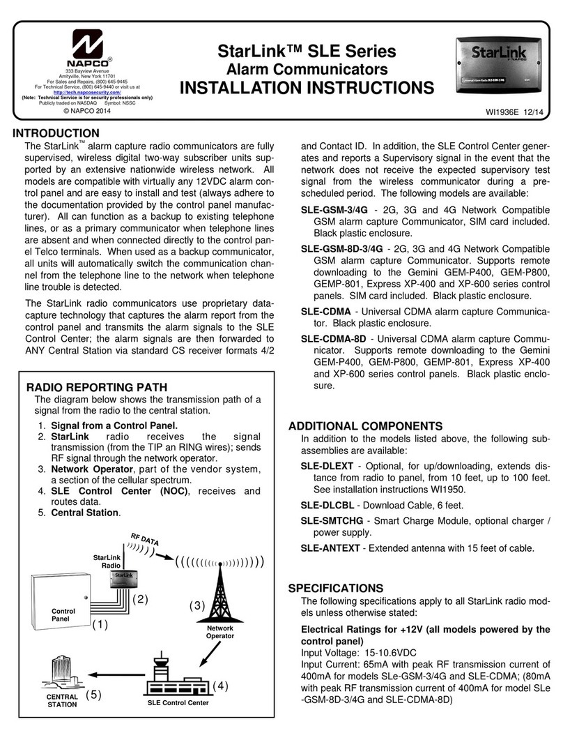 NAPCO StarLink SLE Series User manual NAPCO StarLink SLE Series User manual