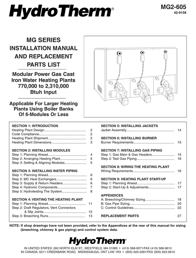 HydroTherm MG Series INSTALLATION MANUAL AND REPLACEMENT PARTS LIST HydroTherm MG Series INSTALLATION MANUAL AND REPLACEMENT PARTS LIST