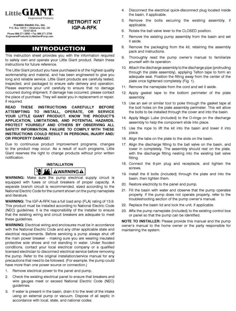 Franklin Electric Little Giant IGP-A-RFK instruction sheet