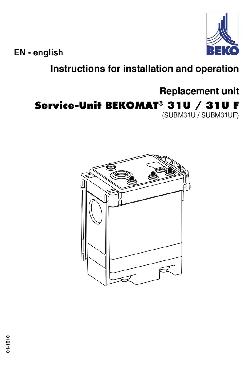 Beko BEKOMAT SUBM31U Instructions for installation and operation