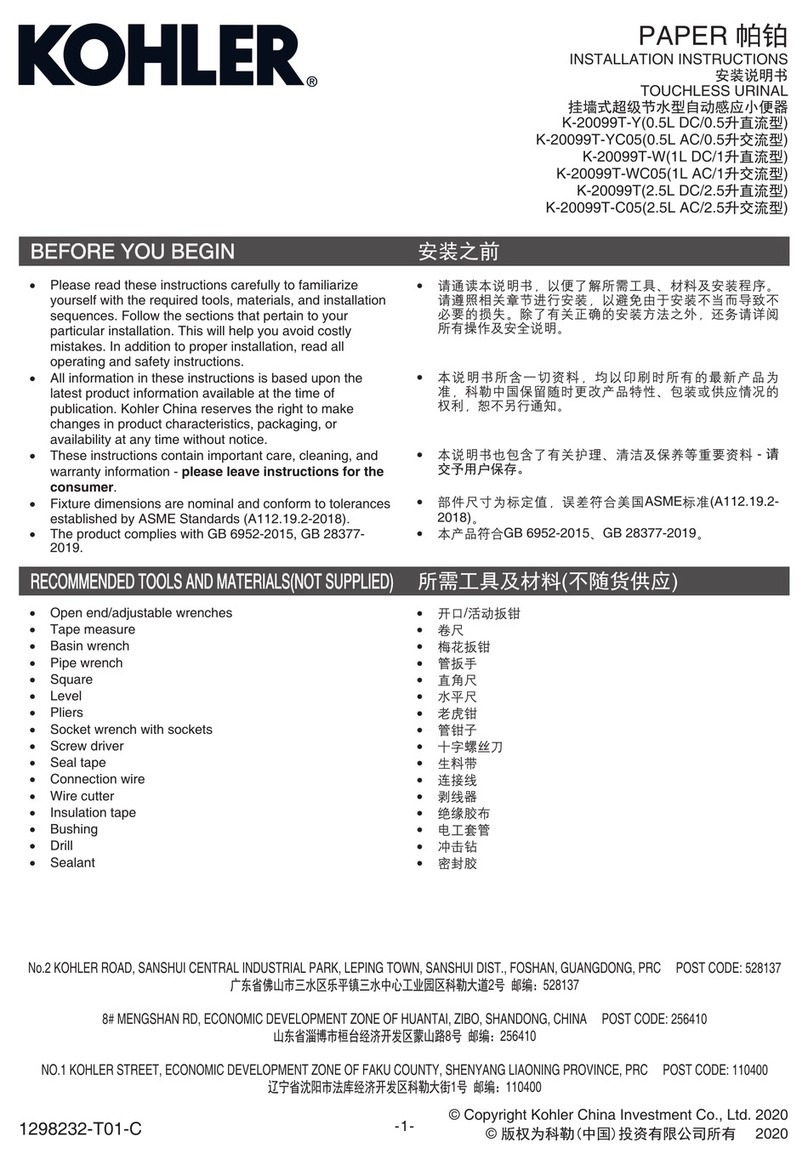 Kohler K-20099T-Y User manual