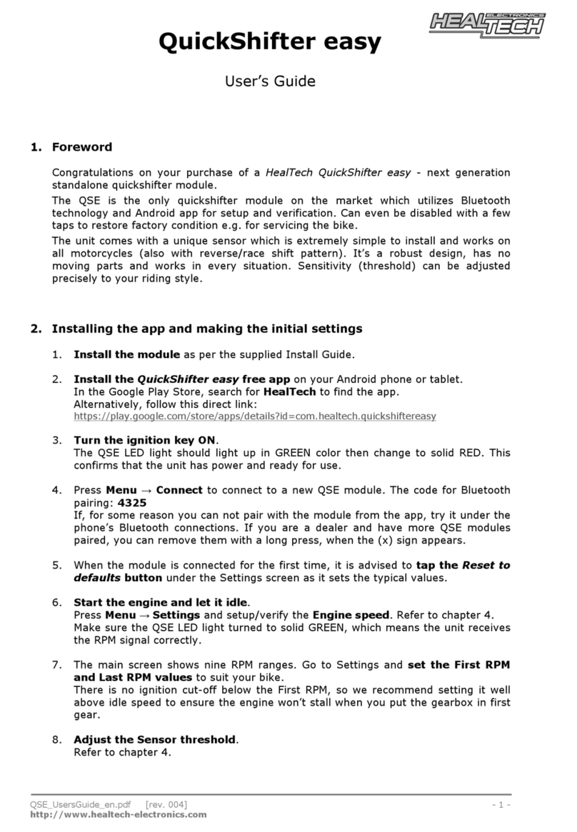 HealTech Electronics QuickShifter User manual HealTech Electronics QuickShifter User manual