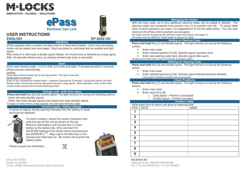 M-LOCKS EP 8050 HU User manual