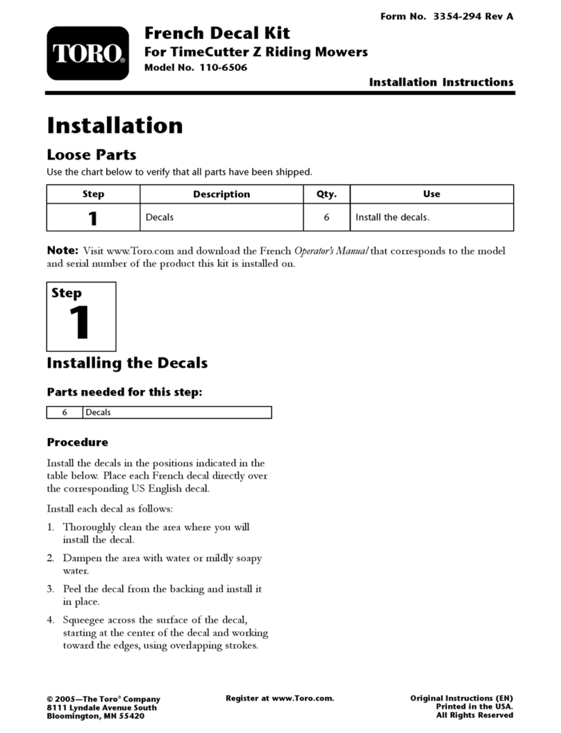 Toro 110-6506 installation instructions