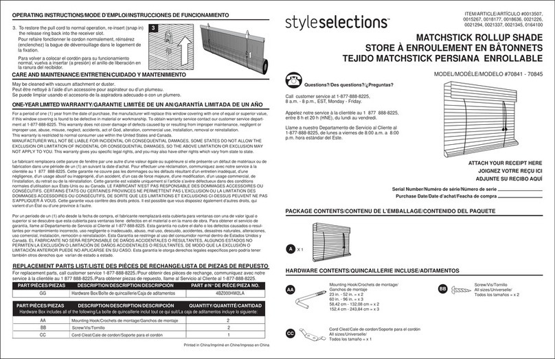 Style selections 0015267 User manual