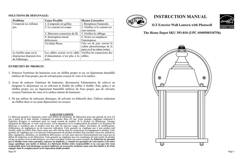 HAMPTON BAY 393-810 instruction manual HAMPTON BAY 393-810 instruction manual