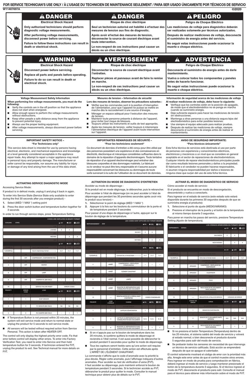 Whirlpool W11407697A Service manual