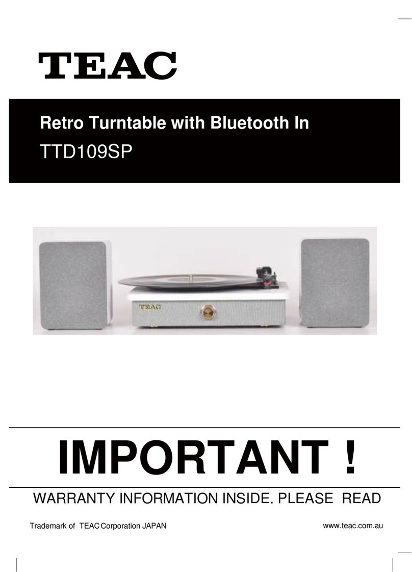 Teac TTD109SP quick start guide Teac TTD109SP quick start guide