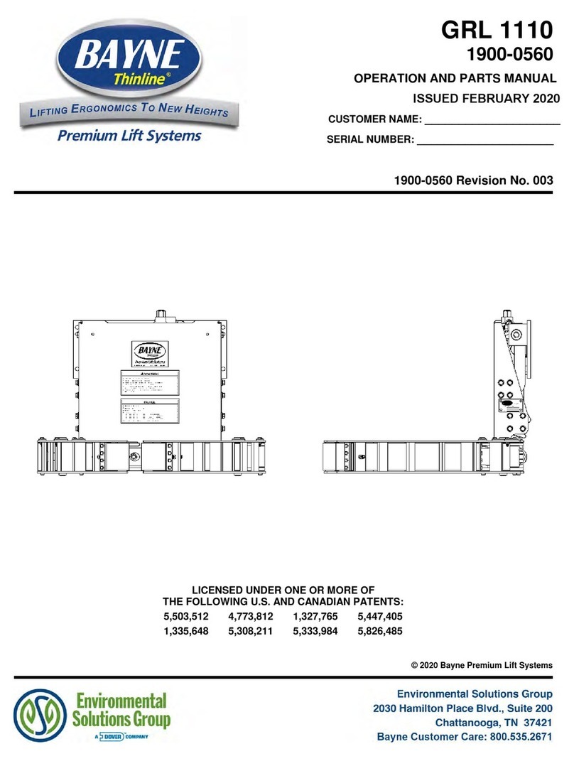 Bayne Thinline GRL 1110 Operation and parts manual