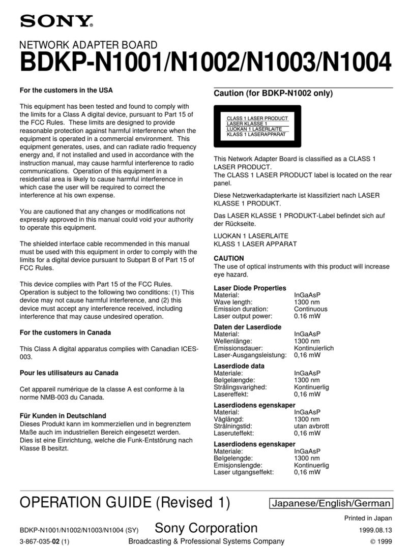 Sony BDKP-N1001 User manual