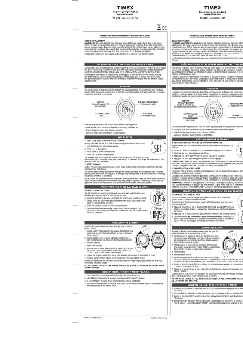 Timex W-285 instruction manual