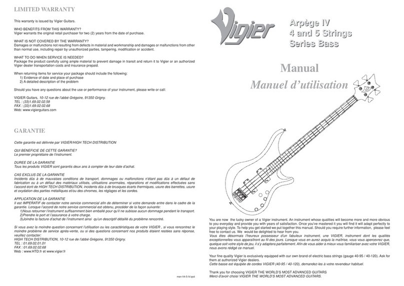 Vigier Arpege IV 4 Strings Bass Series manual